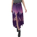 Mountain Night Crescent Moon Velour Split Maxi Skirt