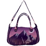 Mountain Night Crescent Moon Removable Strap Handbag