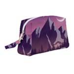 Mountain Night Crescent Moon Wristlet Pouch Bag (Medium)