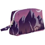 Mountain Night Crescent Moon Wristlet Pouch Bag (Large)