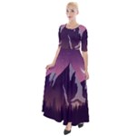 Mountain Night Crescent Moon Half Sleeves Maxi Dress