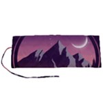 Mountain Night Crescent Moon Roll Up Canvas Pencil Holder (S)