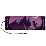 Mountain Night Crescent Moon Roll Up Canvas Pencil Holder (M)