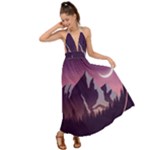 Mountain Night Crescent Moon Backless Maxi Beach Dress