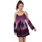 Mountain Night Crescent Moon Boho Dress