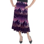 Mountain Night Crescent Moon Midi Mermaid Skirt