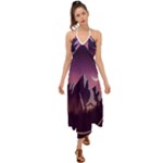 Mountain Night Crescent Moon Halter Tie Back Dress 