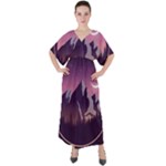 Mountain Night Crescent Moon V-Neck Boho Style Maxi Dress