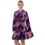 Mountain Night Crescent Moon All Frills Dress