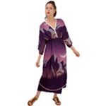 Mountain Night Crescent Moon Grecian Style  Maxi Dress