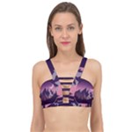 Mountain Night Crescent Moon Cage Up Bikini Top