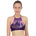 Mountain Night Crescent Moon Halter Bikini Top