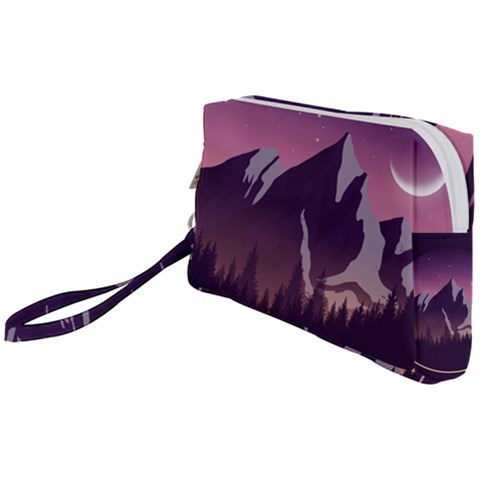 Mountain Night Crescent Moon Wristlet Pouch Bag (Small) from ArtsNow.com