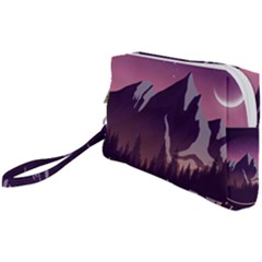 Mountain Night Crescent Moon Wristlet Pouch Bag (Small) from ArtsNow.com