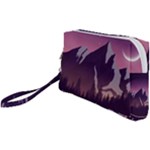 Mountain Night Crescent Moon Wristlet Pouch Bag (Small)