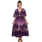 Mountain Night Crescent Moon Kimono Sleeve Boho Dress