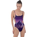 Mountain Night Crescent Moon Tie Strap One Piece Swimsuit