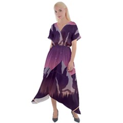 Cross Front Sharkbite Hem Maxi Dress 