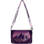 Mountain Night Crescent Moon Double Gusset Crossbody Bag