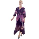 Mountain Night Crescent Moon Quarter Sleeve Wrap Front Maxi Dress