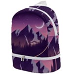 Mountain Night Crescent Moon Zip Bottom Backpack