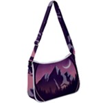 Mountain Night Crescent Moon Zip Up Shoulder Bag