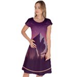 Mountain Night Crescent Moon Classic Short Sleeve Dress