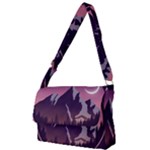 Mountain Night Crescent Moon Full Print Messenger Bag (L)