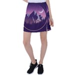 Mountain Night Crescent Moon Tennis Skirt