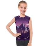 Mountain Night Crescent Moon Kids  Mesh Tank Top