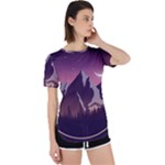 Mountain Night Crescent Moon Perpetual Short Sleeve T-Shirt