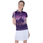 Mountain Night Crescent Moon Women s Polo T-Shirt