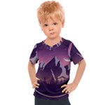 Mountain Night Crescent Moon Kids  Sports T-Shirt