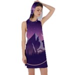 Mountain Night Crescent Moon Racer Back Hoodie Dress