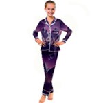 Mountain Night Crescent Moon Kids  Satin Long Sleeve Pajamas Set