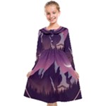 Mountain Night Crescent Moon Kids  Midi Sailor Dress