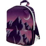 Mountain Night Crescent Moon Zip Up Backpack