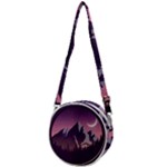 Mountain Night Crescent Moon Crossbody Circle Bag