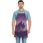 Mountain Night Crescent Moon Kitchen Apron