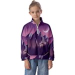 Mountain Night Crescent Moon Kids  Half Zip Hoodie