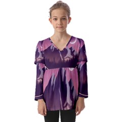 Kids  V Neck Casual Top 