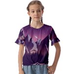 Mountain Night Crescent Moon Kids  Cuff Sleeve Scrunch Bottom T-Shirt