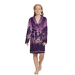 Mountain Night Crescent Moon Kids  Long Sleeve Velvet Lounge Robe