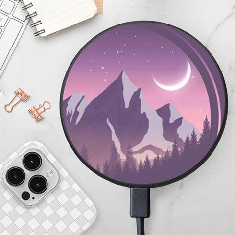 Mountain Night Crescent Moon Wireless Fast Charger(Black) from ArtsNow.com