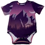 Mountain Night Crescent Moon Baby Short Sleeve Bodysuit