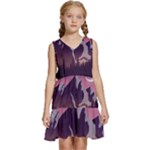 Mountain Night Crescent Moon Kids  Sleeveless Tiered Mini Dress