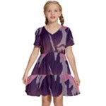 Mountain Night Crescent Moon Kids  Short Sleeve Tiered Mini Dress