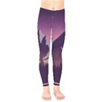 Mountain Night Crescent Moon Kids  Classic Winter Leggings