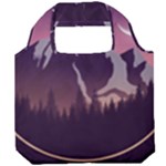 Mountain Night Crescent Moon Foldable Grocery Recycle Bag