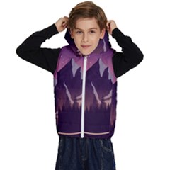 Mountain Night Crescent Moon Kids  Stylish Hooded Puffer Vest from ArtsNow.com